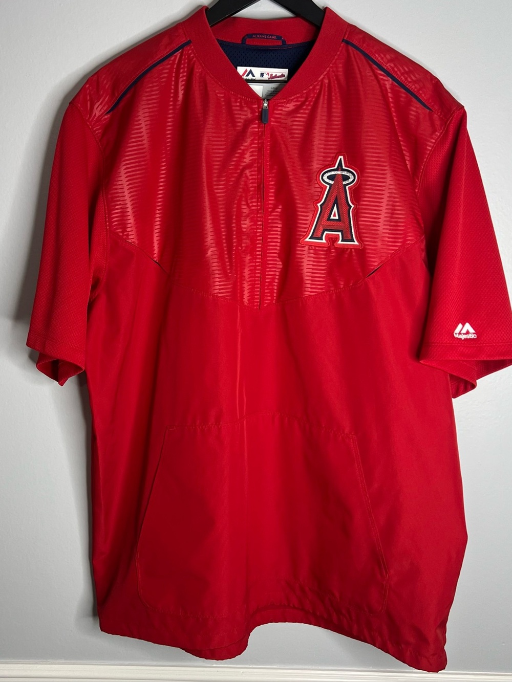 Anaheim Angels Short Sleeve Windbreaker Mens Large Red Majestic Authentic MLB